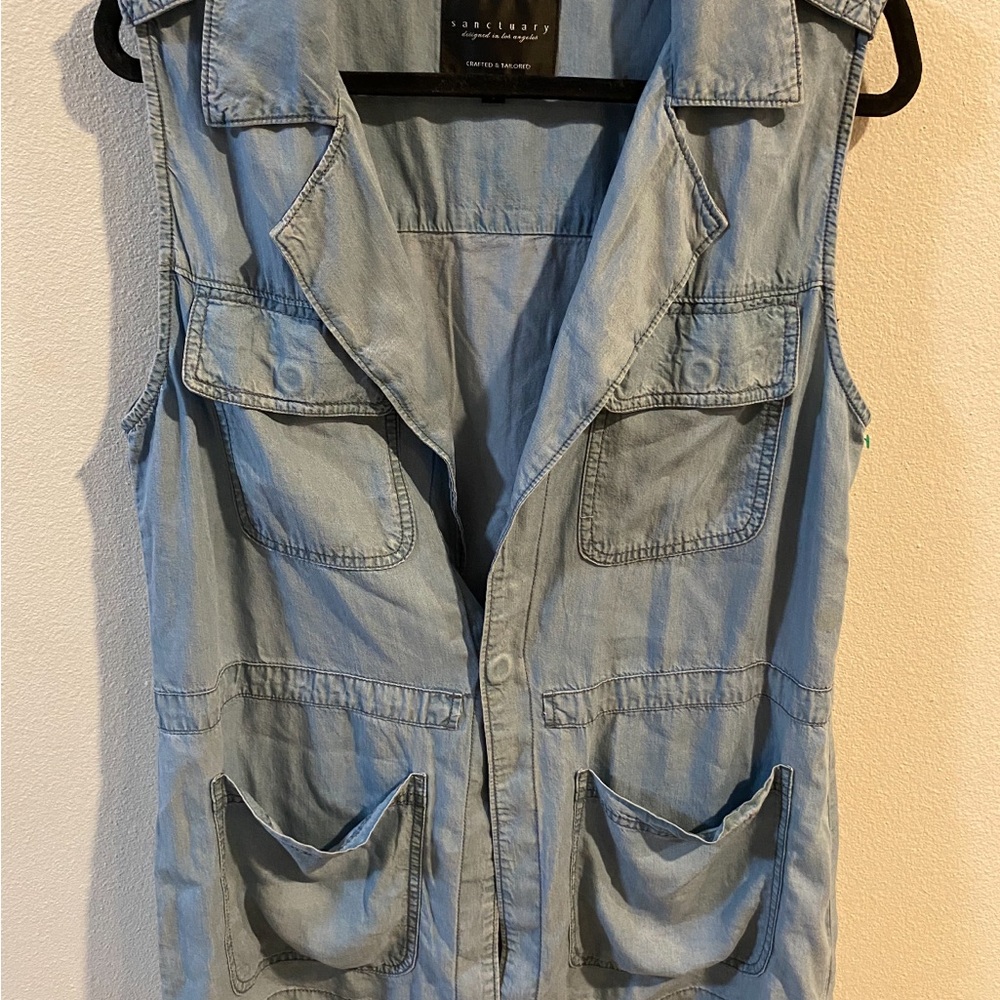 Sanctuary Women's Day Trip Chambray Utility Vest Size Large - Picture 3 of 6